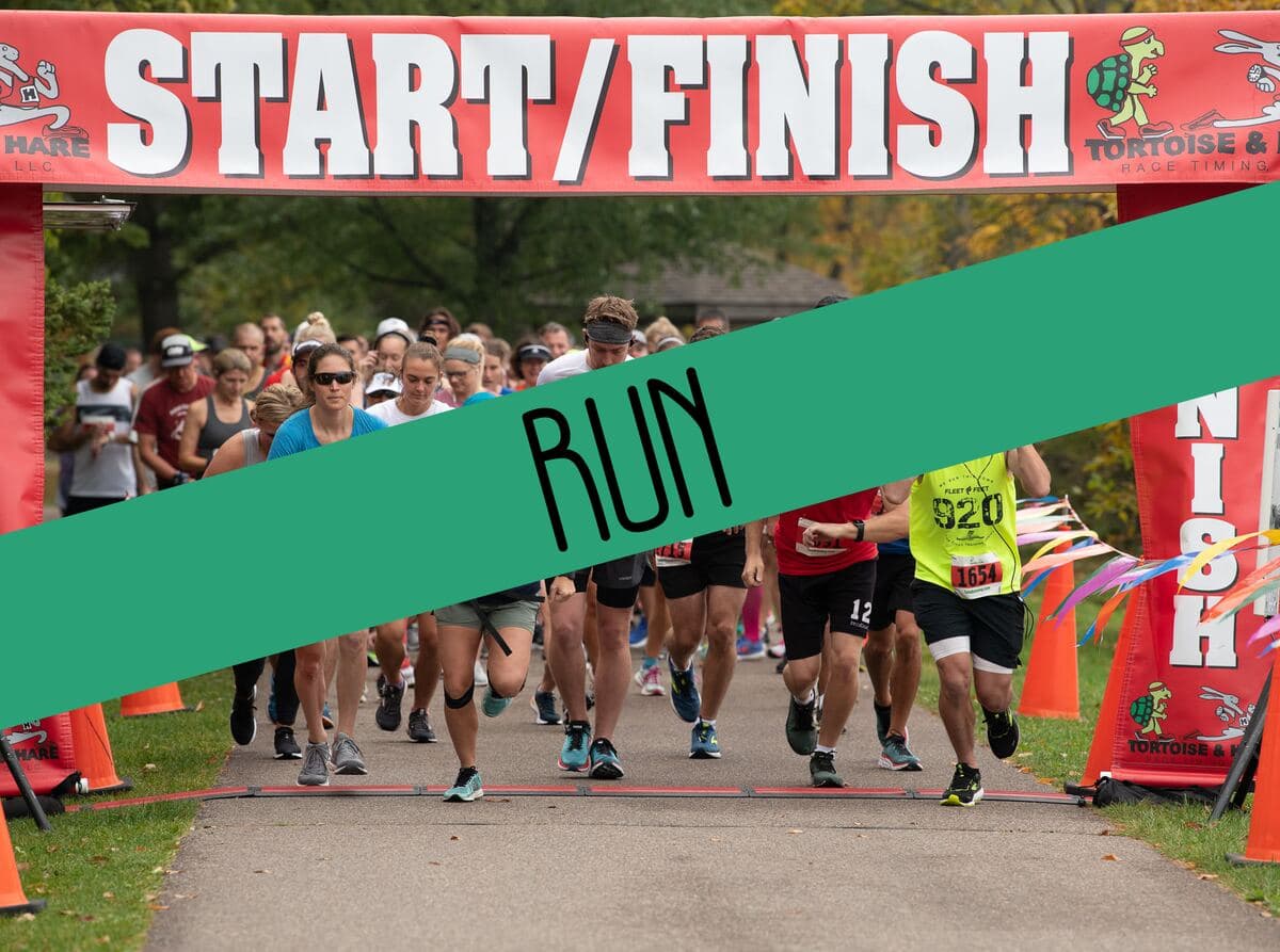 People getting ready to race at a start line